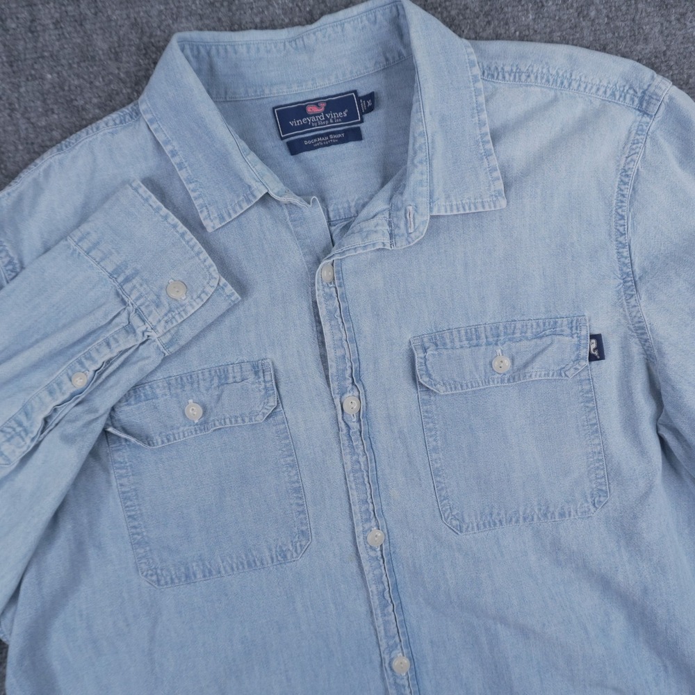 Vineyard Vines Dockman Shirt Mens XL Light Blue Denim Cotton Button Up Long Slv